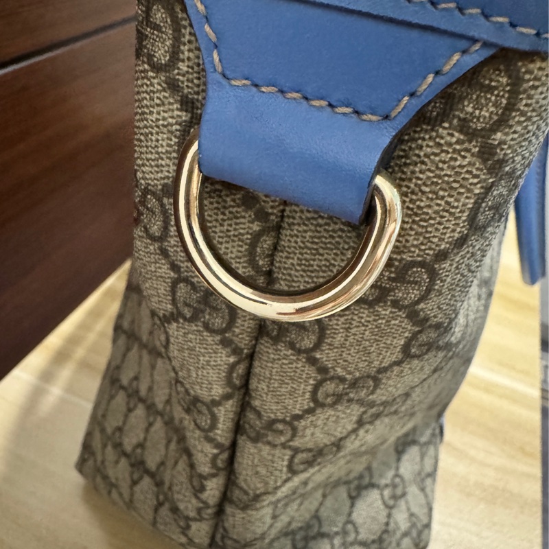 專櫃正品 GUCCI 古馳197954 藍邊GG紋 PVC TOTE 精品包 托特包 肩背包 購物包-14