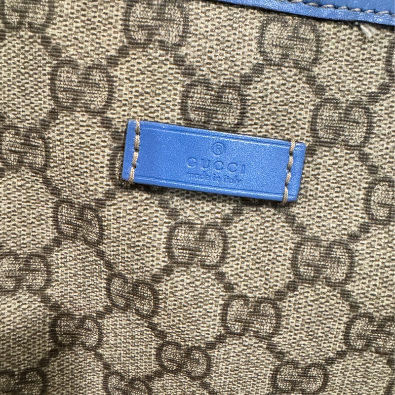 專櫃正品 GUCCI 古馳197954 藍邊GG紋 PVC TOTE 精品包 托特包 肩背包 購物包-16