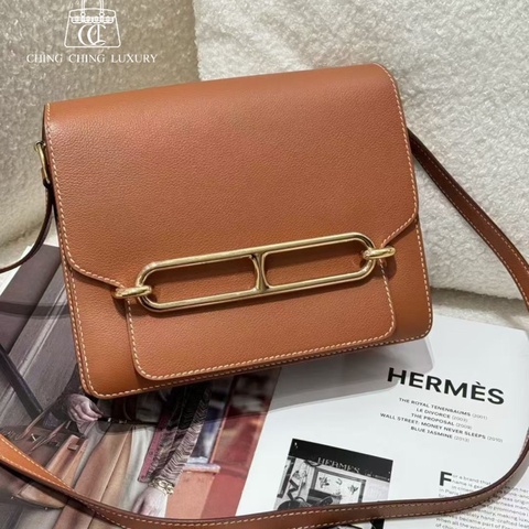 🌈Hermes🧡Roulis 23🧡金棕金扣🌟99新🌟Evercolor 皮🌟