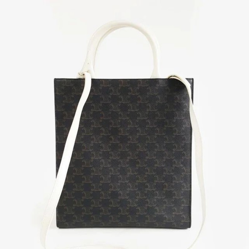 CELINE 小號老花凱旋門白手柄tote琴譜包 手提包 肩背包 底長約28cm-2