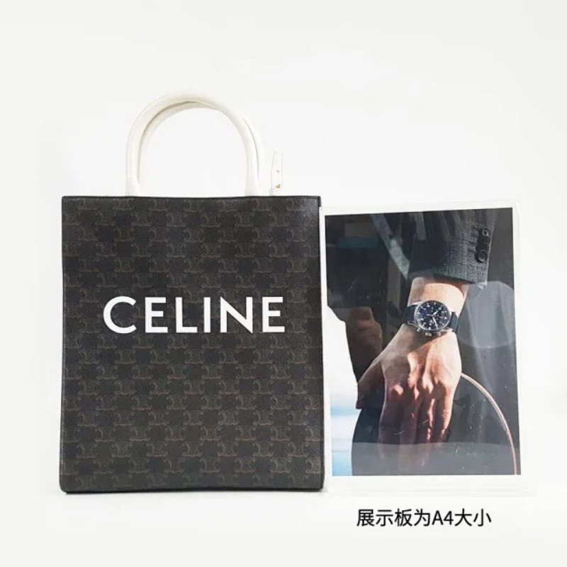 CELINE 小號老花凱旋門白手柄tote琴譜包 手提包 肩背包 底長約28cm-4