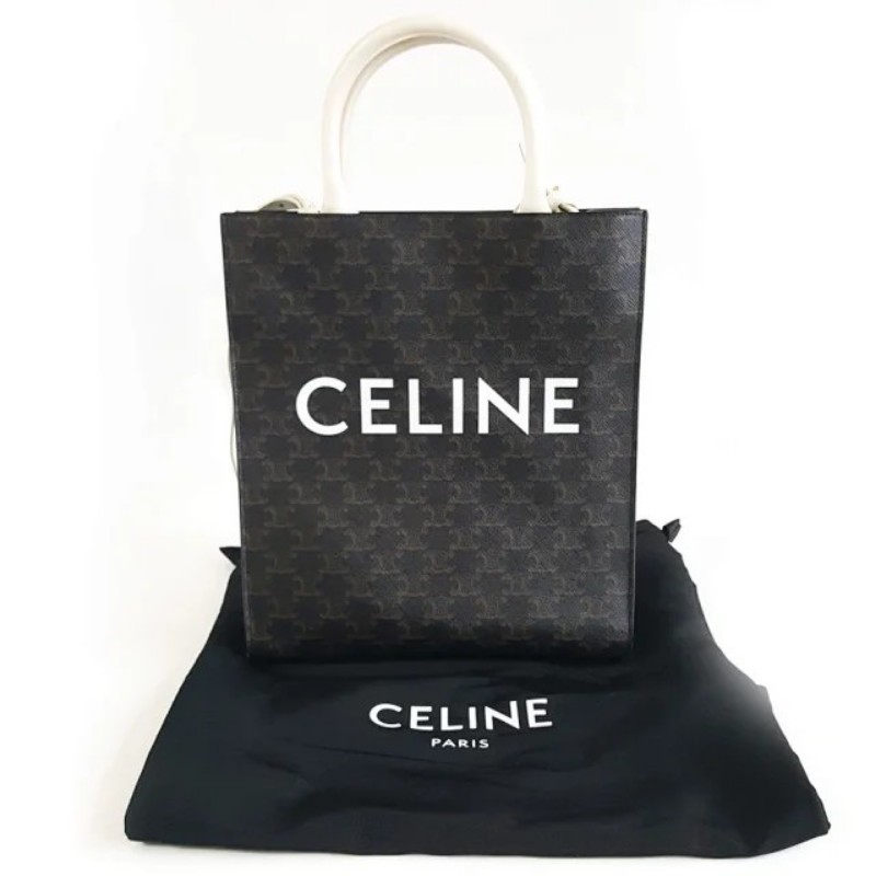 CELINE 小號老花凱旋門白手柄tote琴譜包 手提包 肩背包 底長約28cm-7