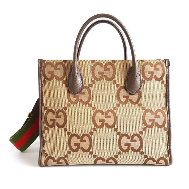 GUCCI古馳 經典雙G老花紋大LOGO單肩手提購物袋托特包-0