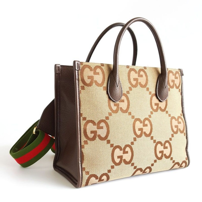 GUCCI古馳 經典雙G老花紋大LOGO單肩手提購物袋托特包-1
