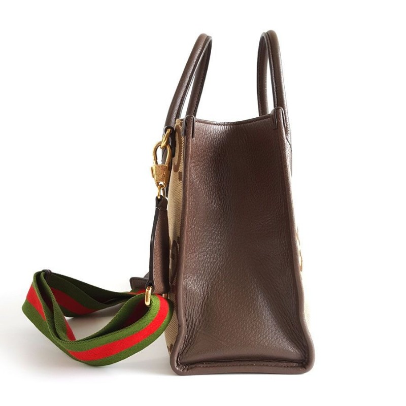 GUCCI古馳 經典雙G老花紋大LOGO單肩手提購物袋托特包-2