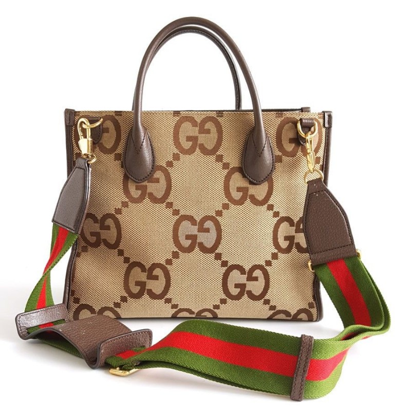GUCCI古馳 經典雙G老花紋大LOGO單肩手提購物袋托特包-3