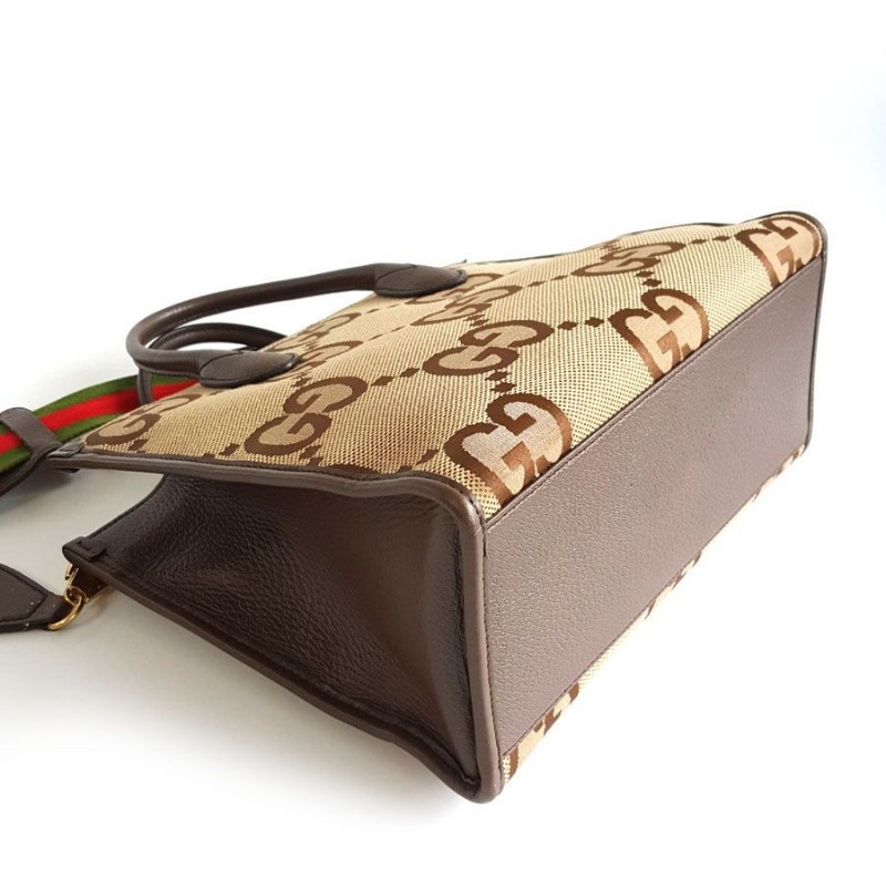 GUCCI古馳 經典雙G老花紋大LOGO單肩手提購物袋托特包-5