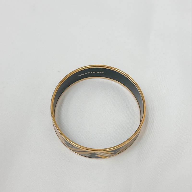 莉亞精品♡ Hermes 金邊黑底V字排列手環 9新美品-6