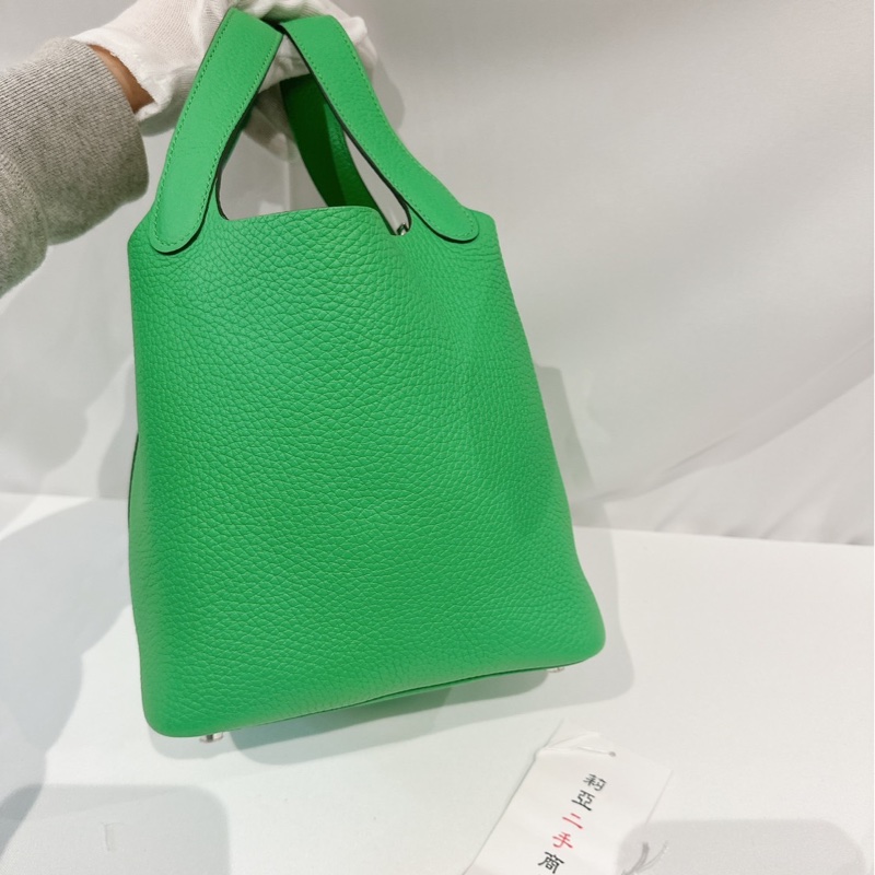 莉亞精品♡ Hermes 菜籃18綠 U刻99新美包-5