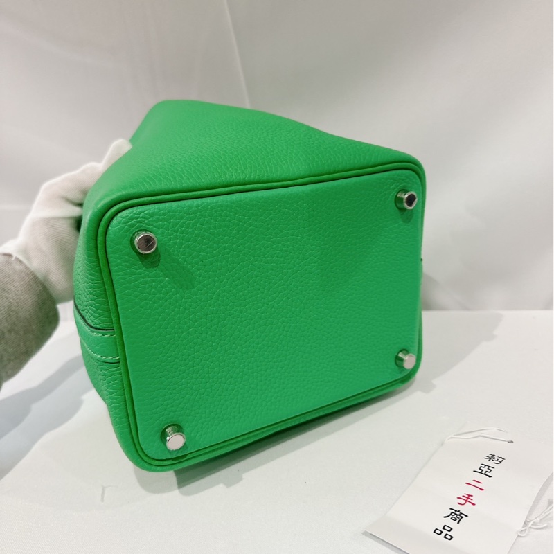 莉亞精品♡ Hermes 菜籃18綠 U刻99新美包-6