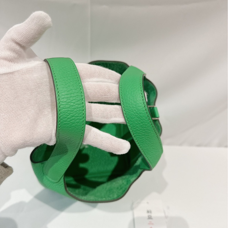 莉亞精品♡ Hermes 菜籃18綠 U刻99新美包-13