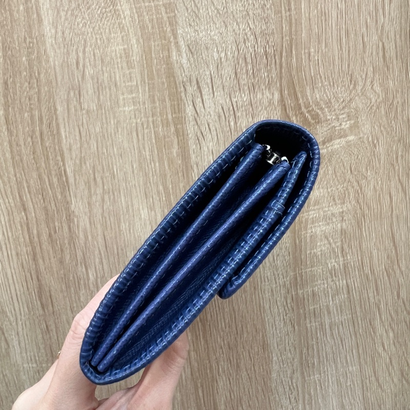 LV 藍Epi牛皮銀釦下蓋6卡長夾M6359G-3