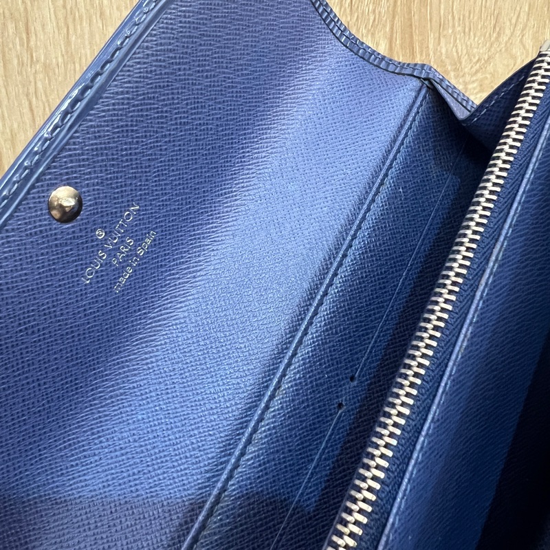 LV 藍Epi牛皮銀釦下蓋6卡長夾M6359G-12