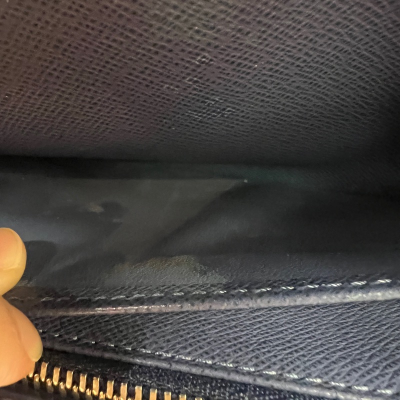 LV 藍Epi牛皮銀釦下蓋6卡長夾M6359G-13