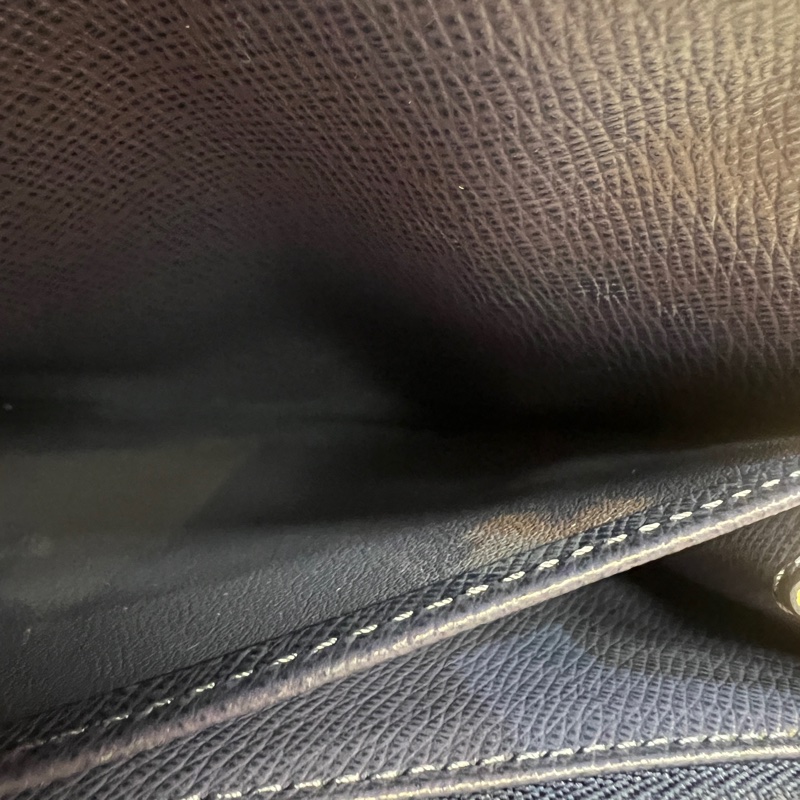 LV 藍Epi牛皮銀釦下蓋6卡長夾M6359G-14