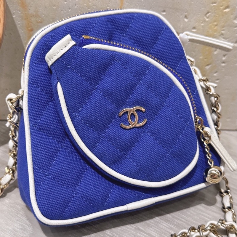 CHANEL 藍色網球拍 mini 包斜背包 新款雷標-4