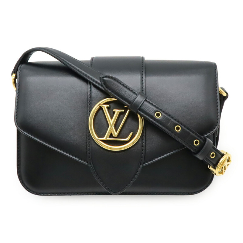 LOUIS VUITTON LV PONT 9 Pont Neuf 光滑皮革單肩包，Noir，黑色，M55948-1