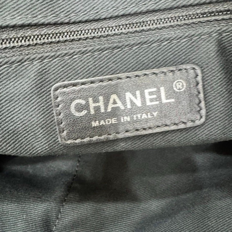 香奈兒Chanel 黑銀牛皮外縫托特包 手提包 公文包 肩背包 斜背包 心頭🖤-17