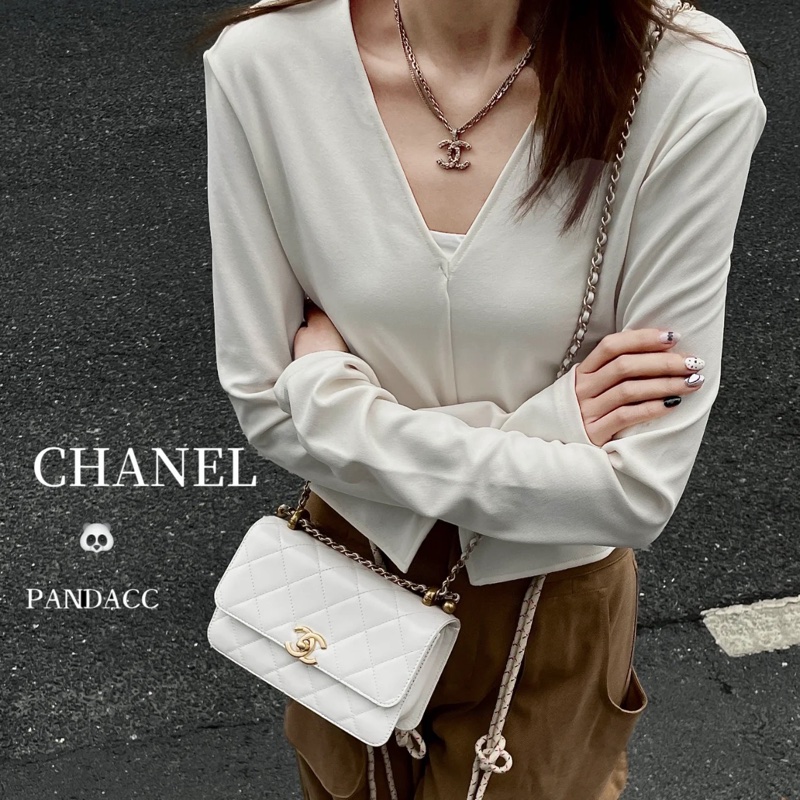 #全網最低 #全新帶膜 香奈兒白金雙金珠鏈條包 多種背法肩帶🉑調-3