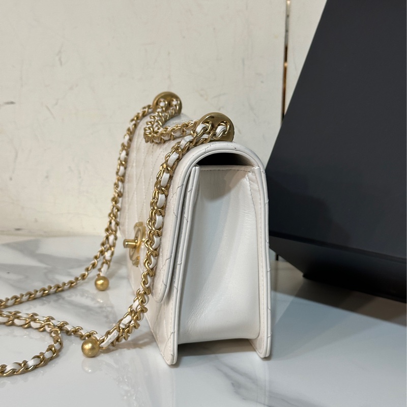 #全網最低 #全新帶膜 香奈兒白金雙金珠鏈條包 多種背法肩帶🉑調-10