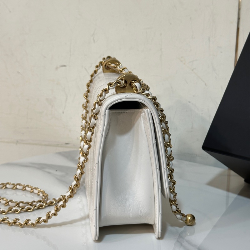 #全網最低 #全新帶膜 香奈兒白金雙金珠鏈條包 多種背法肩帶🉑調-12