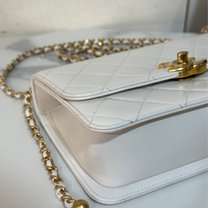 #全網最低 #全新帶膜 香奈兒白金雙金珠鏈條包 多種背法肩帶🉑調-14