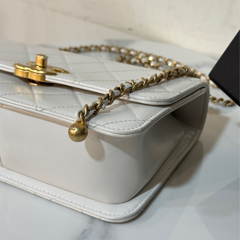 #全網最低 #全新帶膜 香奈兒白金雙金珠鏈條包 多種背法肩帶🉑調-15