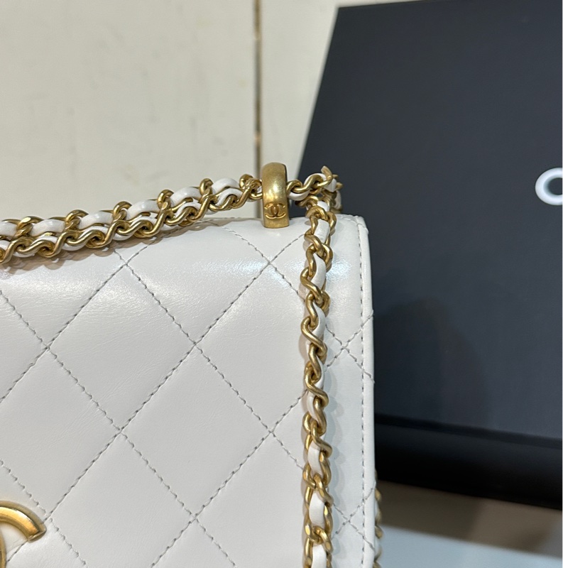 #全網最低 #全新帶膜 香奈兒白金雙金珠鏈條包 多種背法肩帶🉑調-17