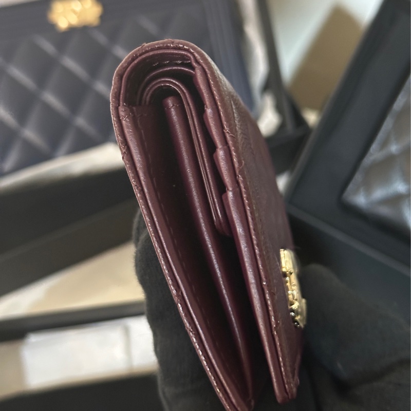 #近新閒置 #全配🉑送禮 香奈兒荔枝皮酒紅對開短夾🈶零錢袋/鈔票層-4