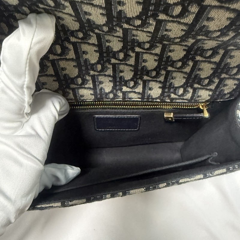 DIOR迪奧 30 Montaigne Oblique老花刺繡蒙田包盒子包藍色 小號 肩背包 斜背包-6