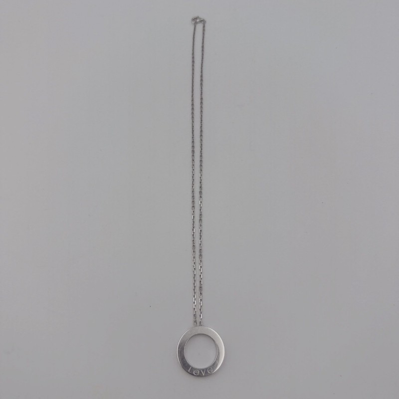 CARTIER卡地亞 Love項鍊系列 白金 大餅三鑽 18k白金-2