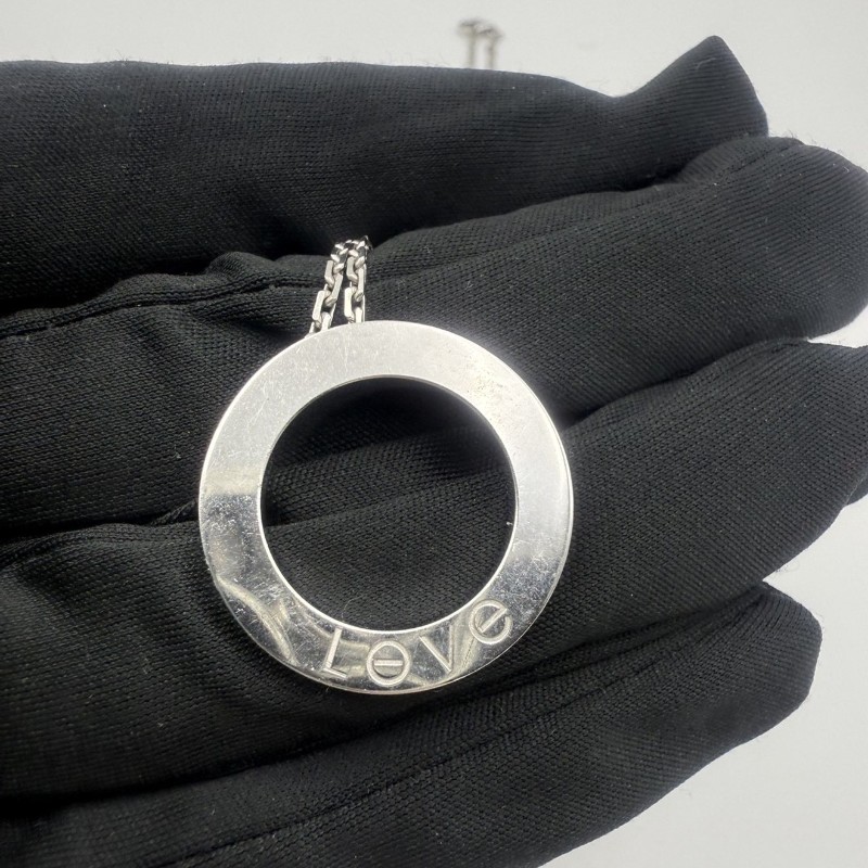 CARTIER卡地亞 Love項鍊系列 白金 大餅三鑽 18k白金-13