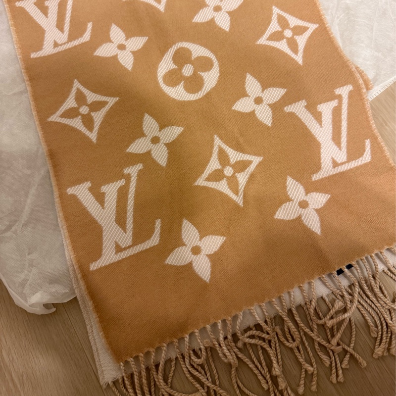 LV 羊毛圍巾 奶茶色-8