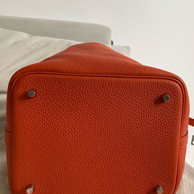 Hermes愛馬仕 菜籃子22 橘色銀扣 Z刻-4