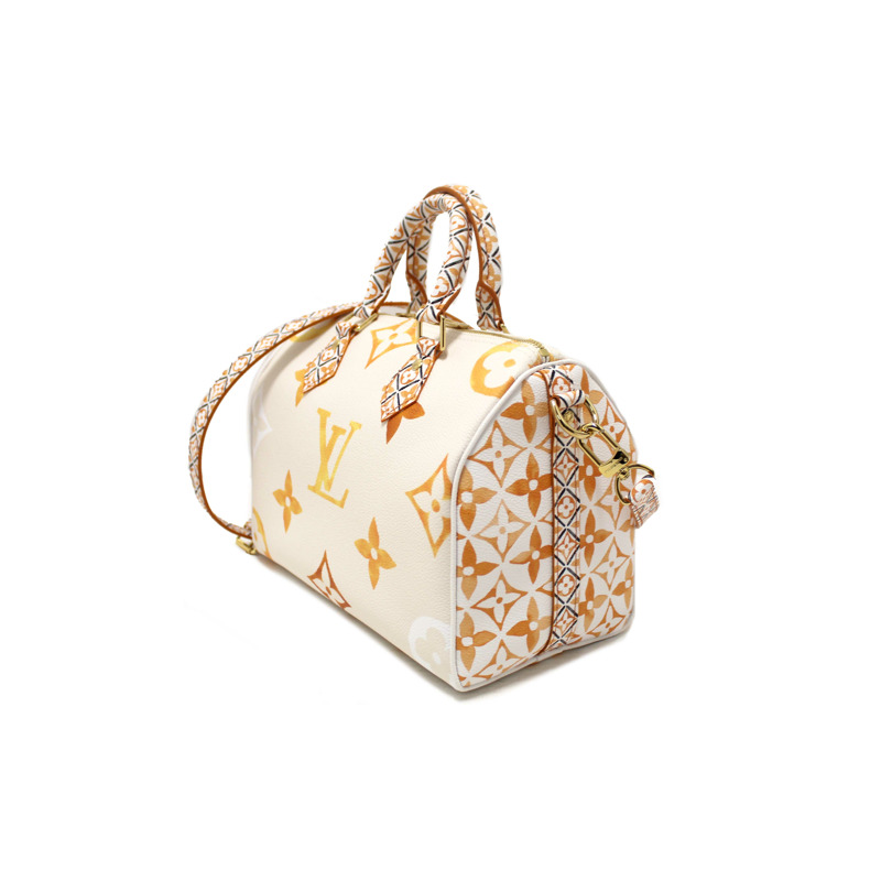 NEW Louis Vuitton Limited Edition Beige/Orange Monogram Giant By The Pool 2.0 Speedy 25 Bandouliere Bag-2