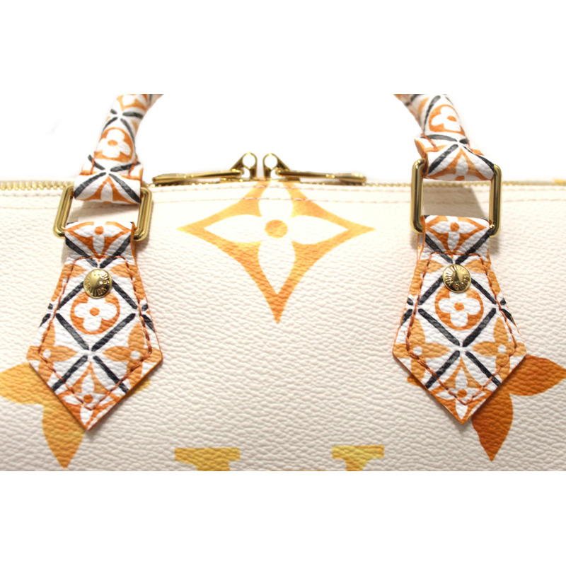 NEW Louis Vuitton Limited Edition Beige/Orange Monogram Giant By The Pool 2.0 Speedy 25 Bandouliere Bag-11