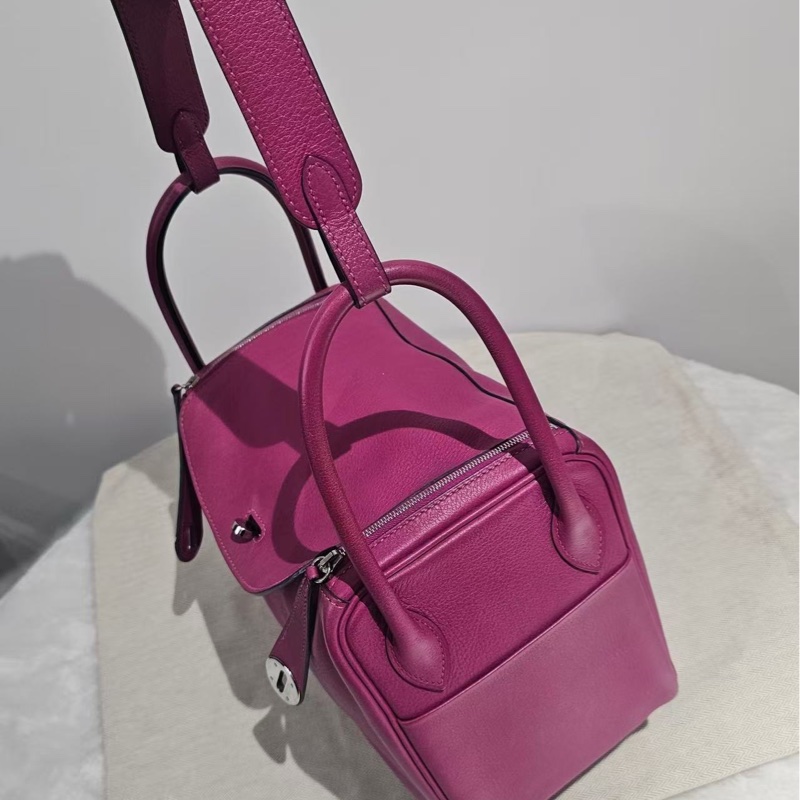 🌈Hermes💗Lindy 26💗L3玫瑰紫色銀扣🌟98新🌟evercolor皮🌟-4