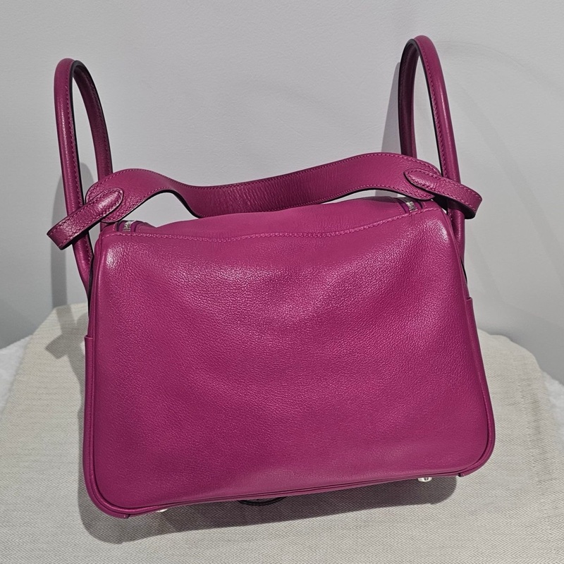 🌈Hermes💗Lindy 26💗L3玫瑰紫色銀扣🌟98新🌟evercolor皮🌟-7