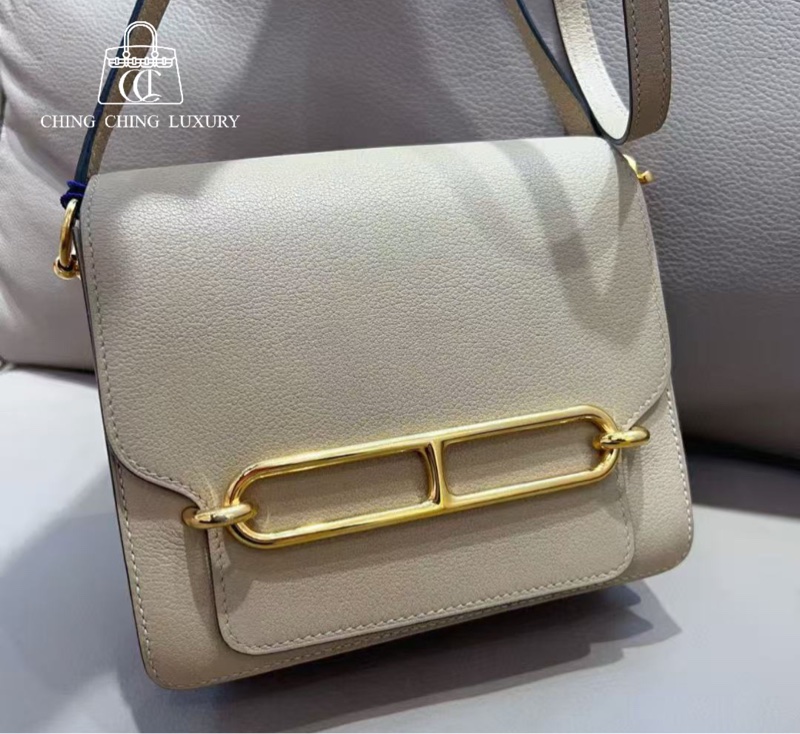 🌈Hermes🧡Mini Roulis 19🧡風衣灰金扣🌟99新🌟Evercolor皮🌟已Hold🌟-0