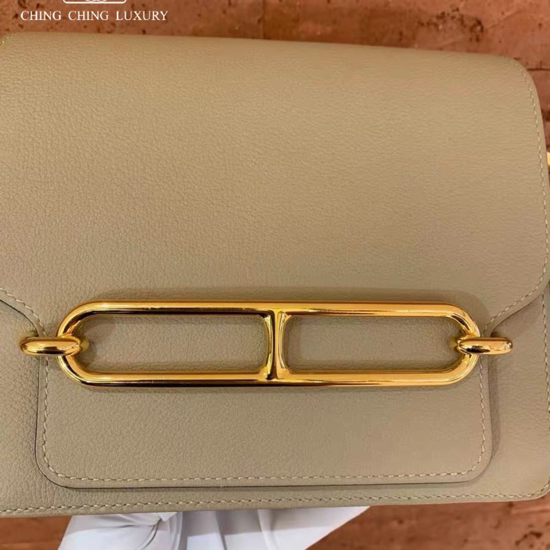 🌈Hermes🧡Mini Roulis 19🧡風衣灰金扣🌟99新🌟Evercolor皮🌟已Hold🌟-1