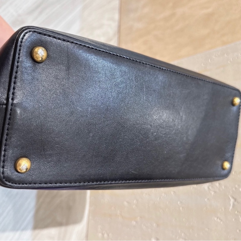 CHANEL 黑色軟荔枝牛皮手提包 18開-5