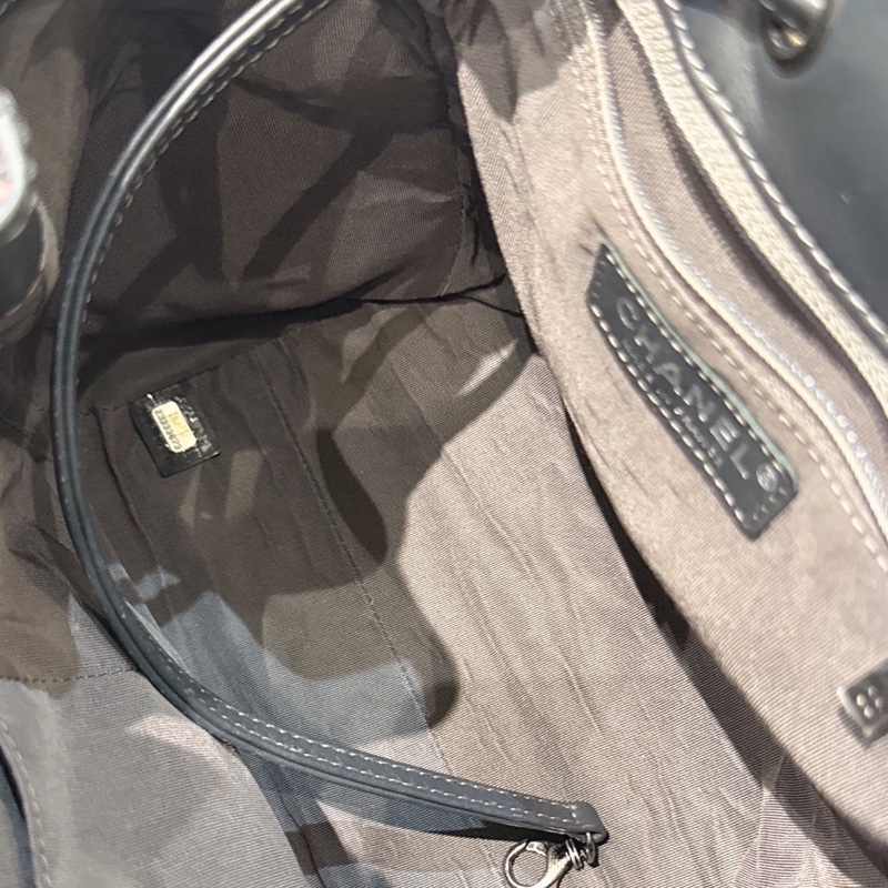 CHANEL 灰色毛呢雙肩包後背包 23開-8