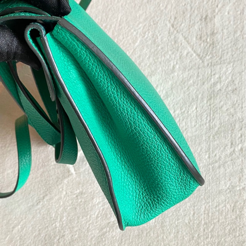 🌈Hermes💚Halzan 25💚竹子綠內拼孔雀綠銀扣🌟99新🌟TC皮🌟Stamp Z🌟-6