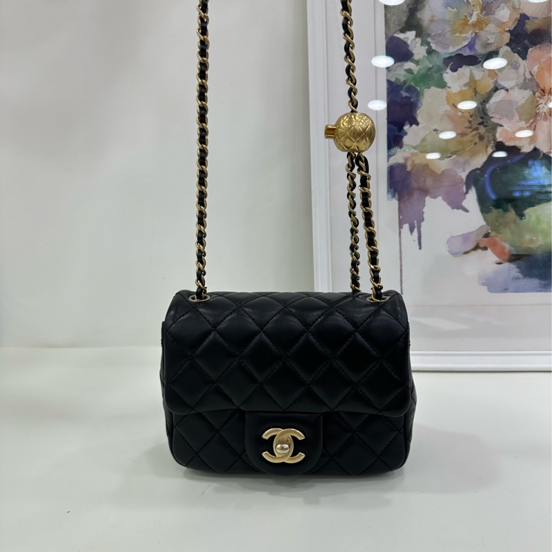 Chanel 香奈兒方胖子小金球 30開 羊皮 黃金尺寸13x18x7-6