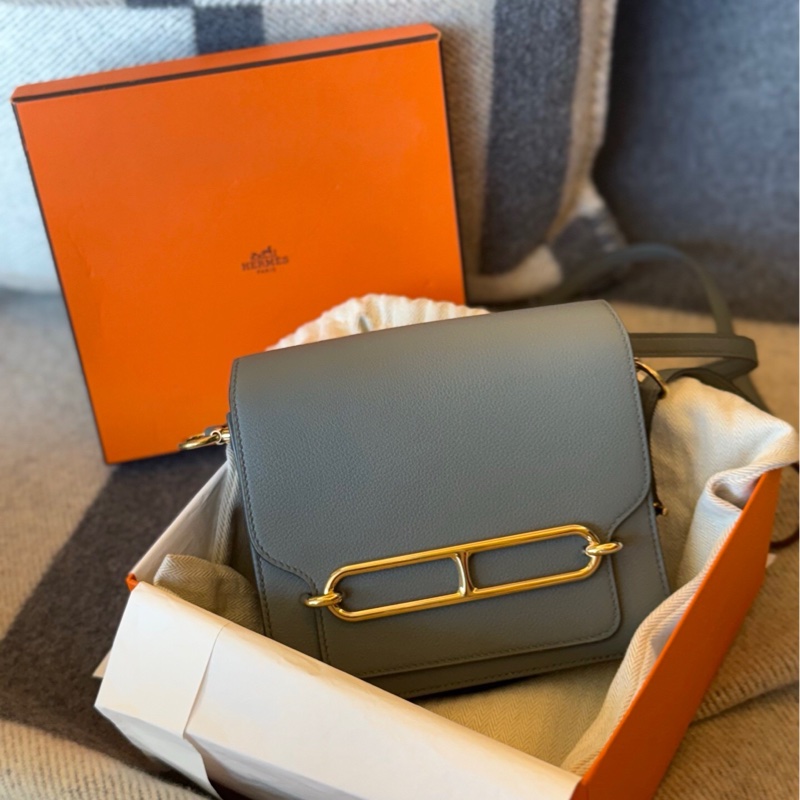 Hermes愛馬仕 積雨雲灰evercolor皮 Roulis豬鼻子 D刻金扣-0