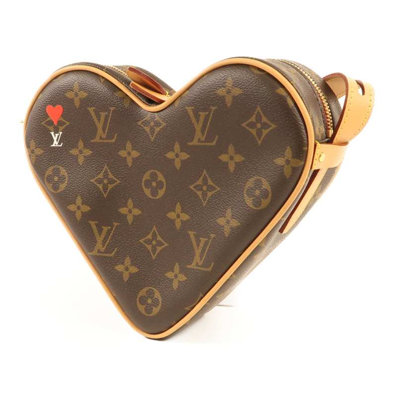 LOUIS VUITTON Monogram Game On Coeur金扣肩背袋棕色-2