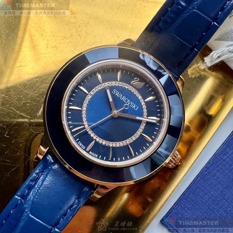 SWAROVSKI手錶,編號SW00033,40mm玫瑰金錶殼,寶藍錶帶款-7