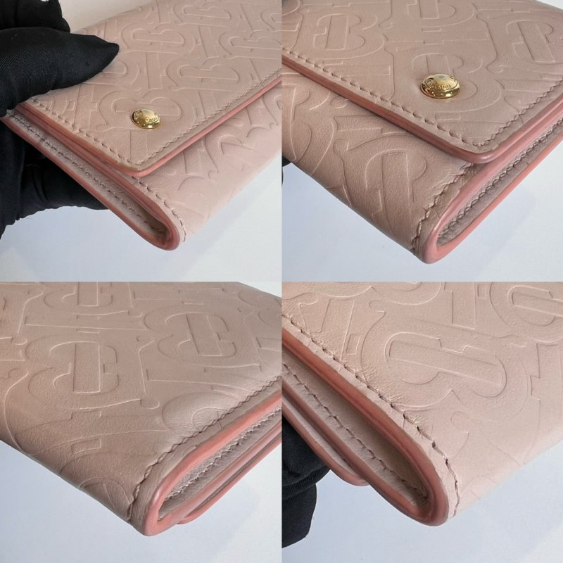 BURBERRY 粉紅TB掀蓋長夾-9
