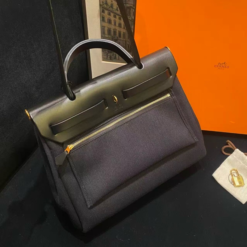 Hermes🌈Herbag 31🧡黑色金扣🧡全新未使用🌟B Stamp🌟原膜在🌟-7