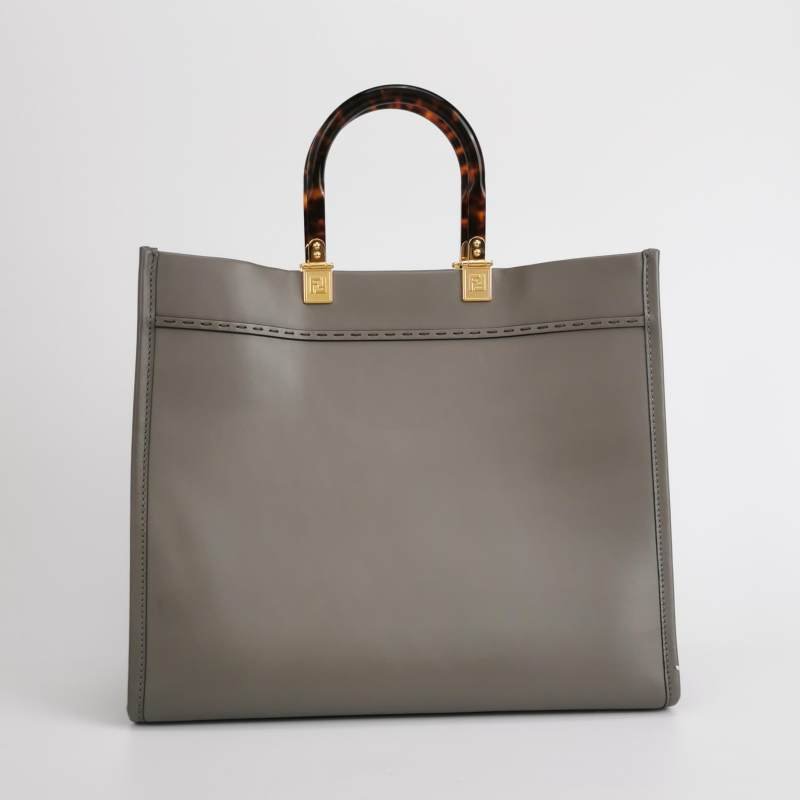 Fendi Sunshine 中號 牛皮 純色 子母 Logo 手提包 單肩包-4